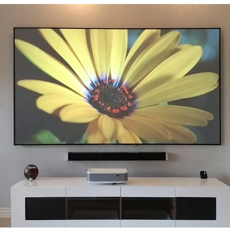 120 Inch Acoustically Transparent Black Crystal 8K ALR Anti Light Projector Projection Screen for 4K Short Throw Projector