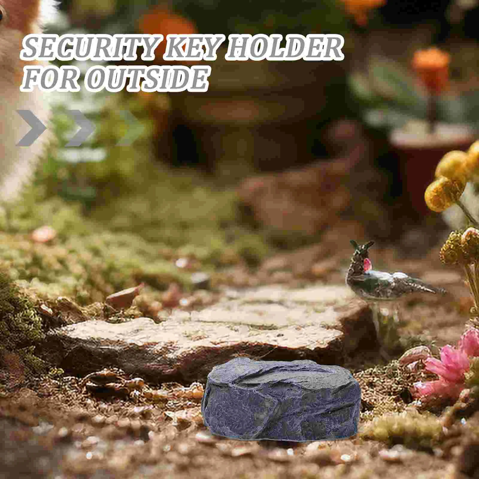 Imagem -05 - Rock Key Hider Garden Key Box Faux Key Holder Hide a Key Plain Sight Real Looking Stone Safe Outdoor Garden