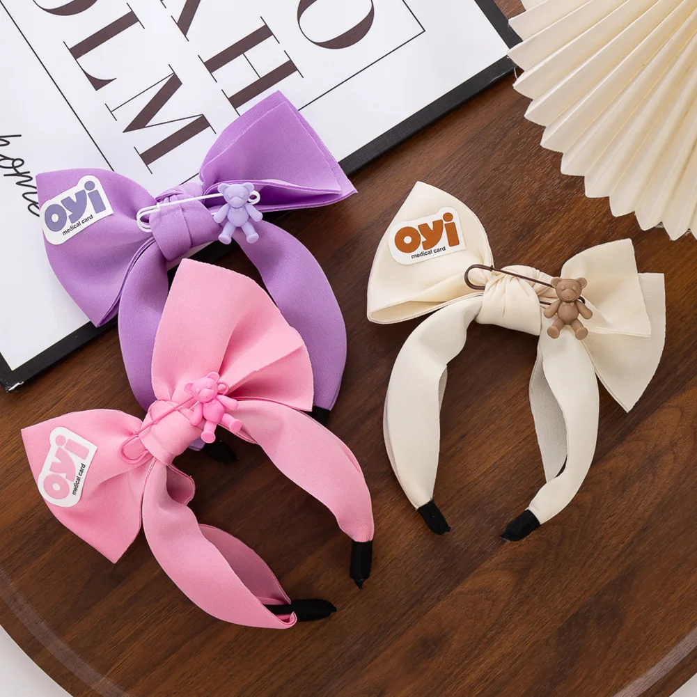 

Large Bows Hairbands Bear Headbands Letter Print Wide Girls Hair Hoop Dance Party Cosplay Headwear Kids Headdress