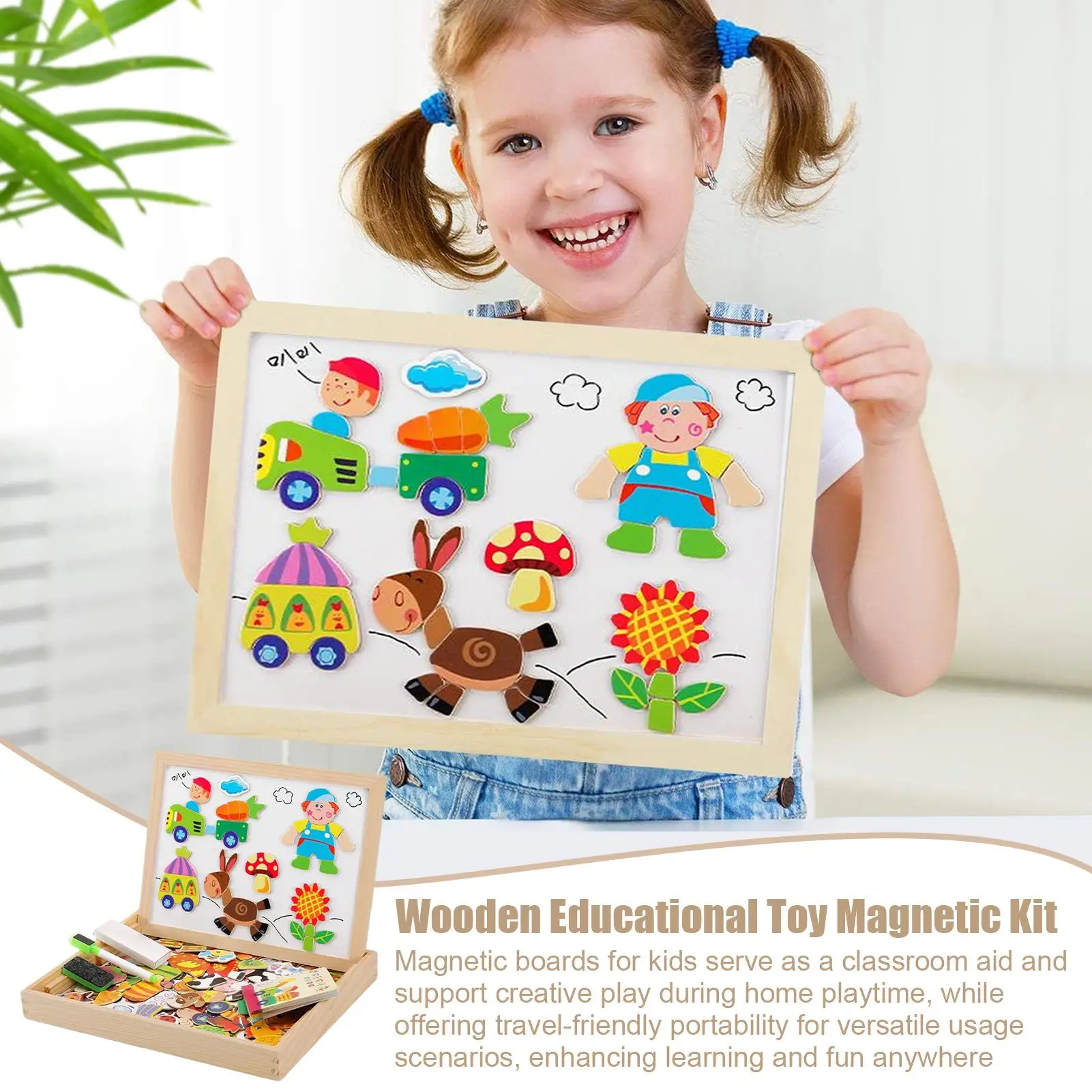 Kids Magnetic Board Wooden Magnetic Writing Board For Kids Educational Toy Drawing Game For Learning Tool Preschool Classroom