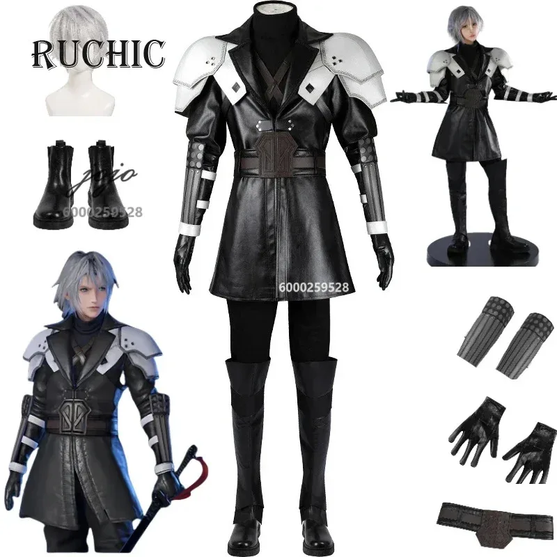 

Game FINAL FANTASY FF7 Sephiroth Cosplay Costume Adult Black Outfit Halloween Party Anime Clothes Shoes Role Playing Comic Con