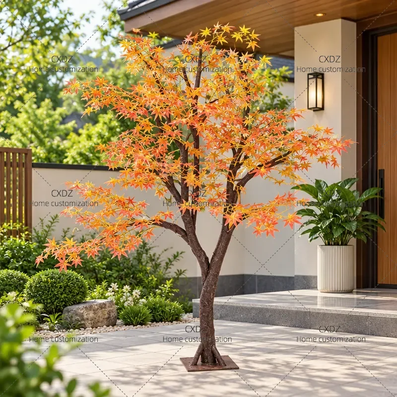 Simulated Maple Tree Large Fake Red Maple for Shopping Mall Hotel Japanese Cuisine Decoration Indoor Outdoor Landscaping