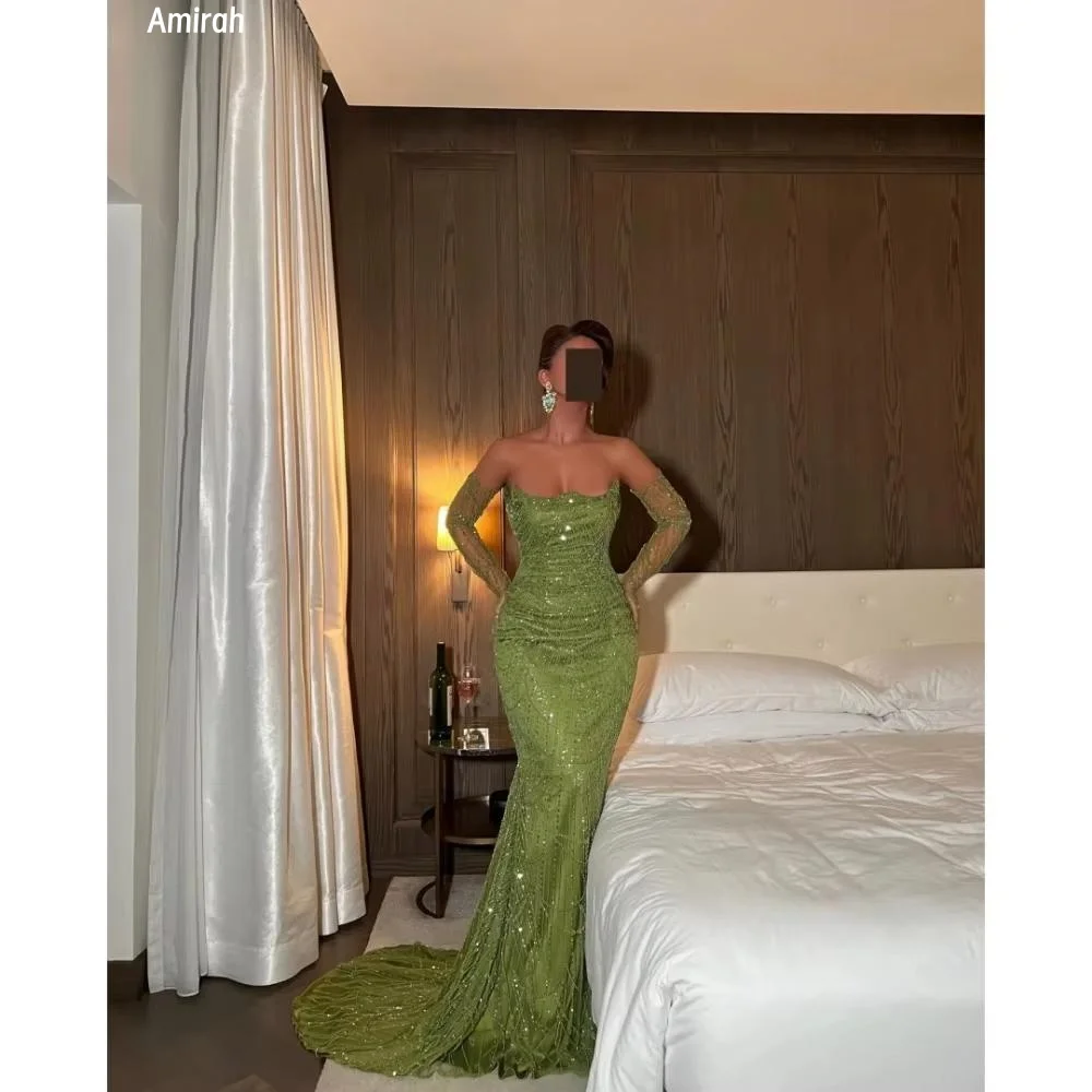 Amirah Fish Tail Ball Gown Evening Dresses Wedding Party Dress Custom Made Evening Dresses Woman Elegant Luxury Shiny Prom 2025