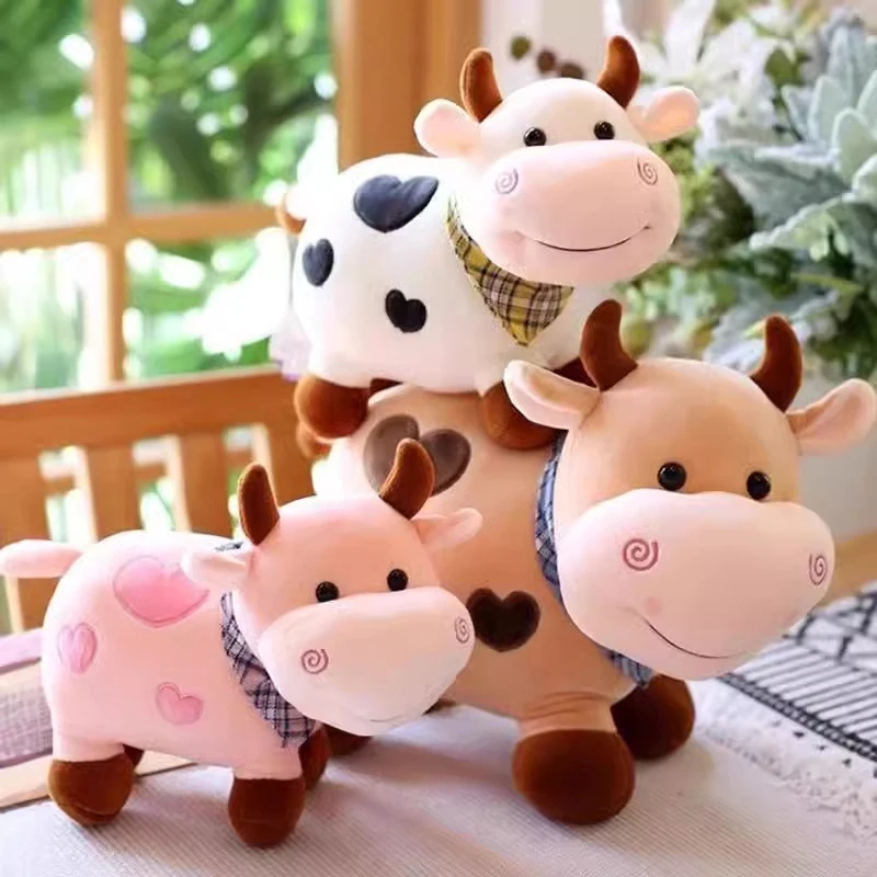 

Мультяшная корова, плюшевая игрушка, мягкое животное, крупный рогатый скот, плюшевая игрушка, кавайный подарок для девочек, хлопковая плюшевая кукла с животными, наполненное украшением для дома