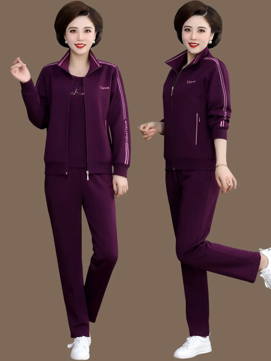 

Повседневный свободный комплект из двух предметов: футболка и брюки на молнии для женщин старше 50 лет, модная весенняя одежда для мам, верхняя одежда, топ, длинные брюки