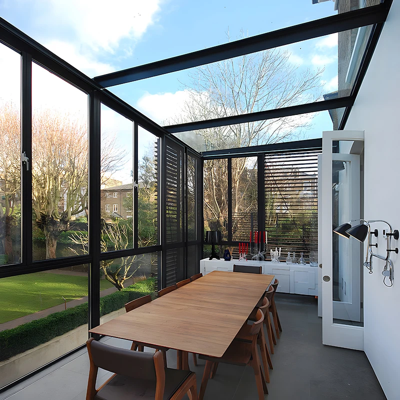 Sunroom Glass House with Triangle Roof Molding for Villas Tiny Terrace Dome for 4 Season Use in Gardens sunroom