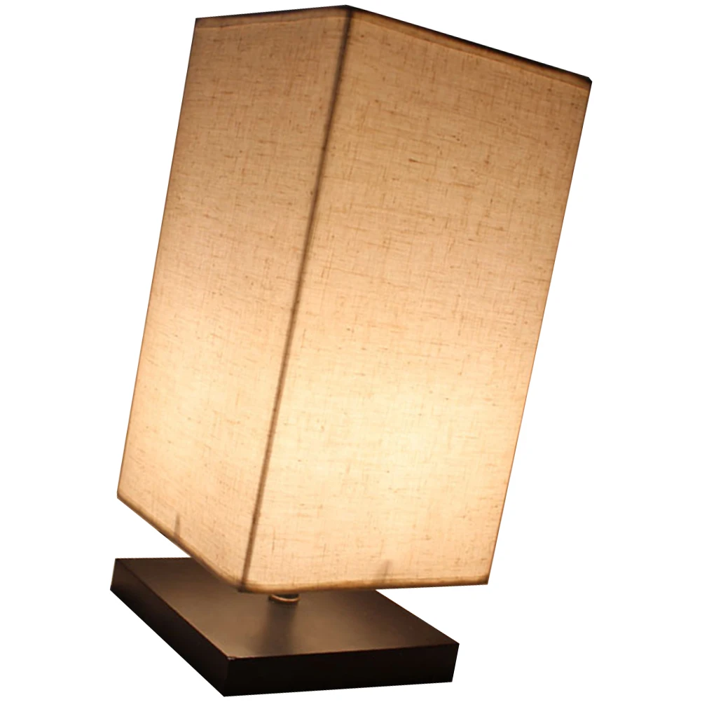 

E26 Linen Shade Table Lamp Black Base Fabric Small Desk Light for Bedroom Living Room USB Japanese Style Mini Lamps Warm