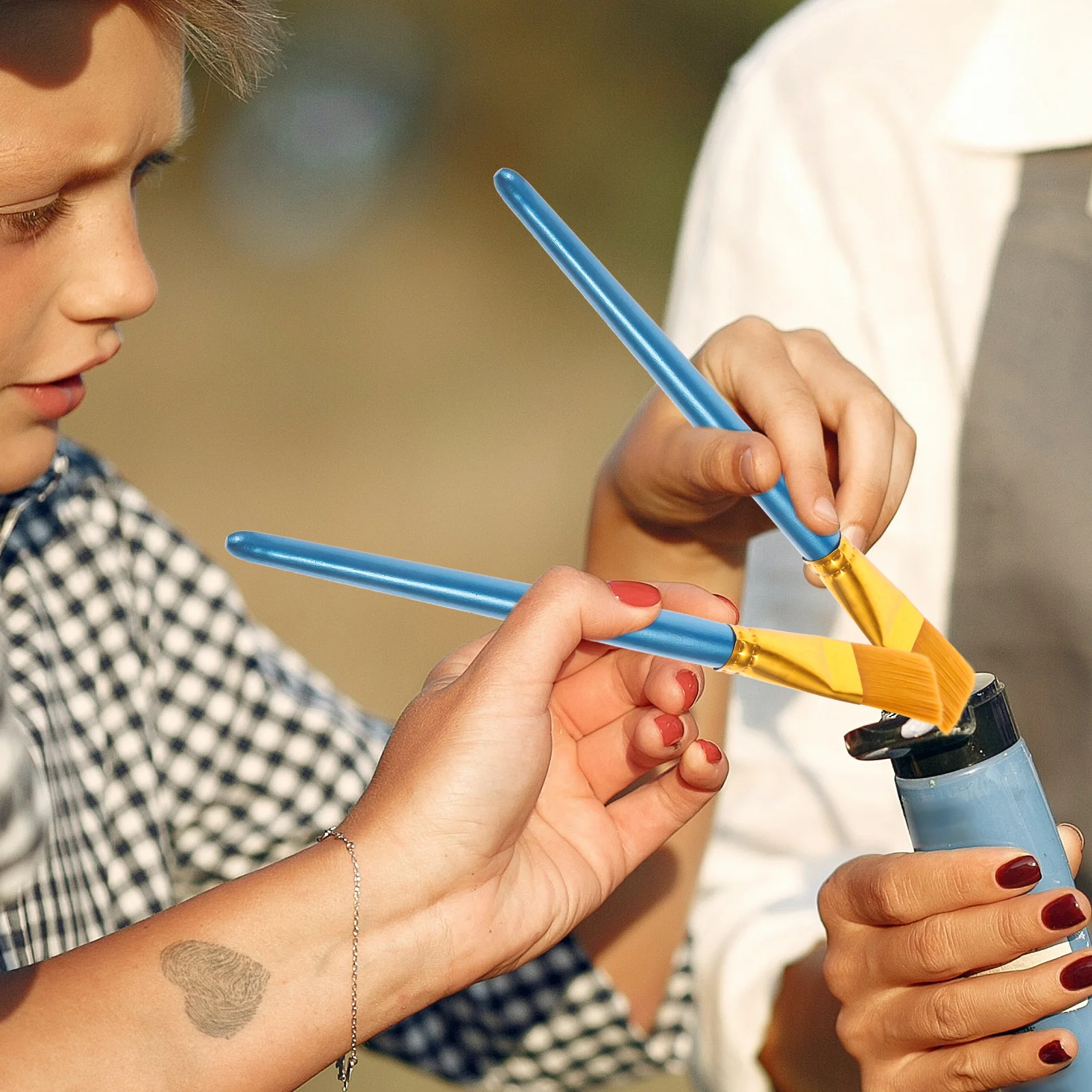 

10Pcs Paint Brush Set Flat Tip Acrylic Oil Watercolor Painting Brush Kit Art Painting Supplies for Drawing Acrylic Paint