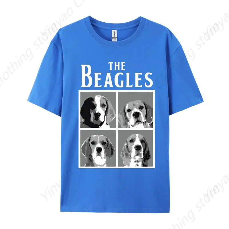 Men's and women's four gauge beagle printed T-shirt with fashionable cotton pet enthusiast short sleeved design