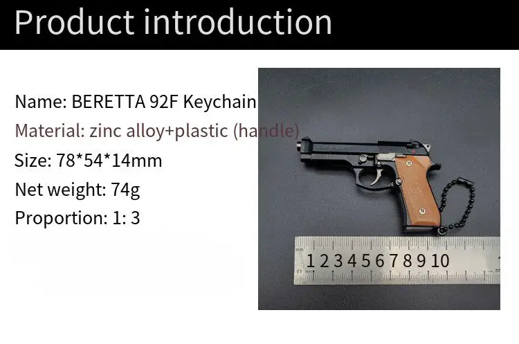 Jedi Survival Metal Gun Model BERETTA 92F Model Eating Chicken Metal Keychain Gift Desktop Decoration