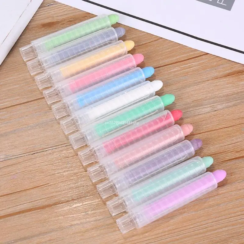 12Pcs Washable Sidewalk Chalk Dustless Chalk with Chalk Holder for Writing Dropship