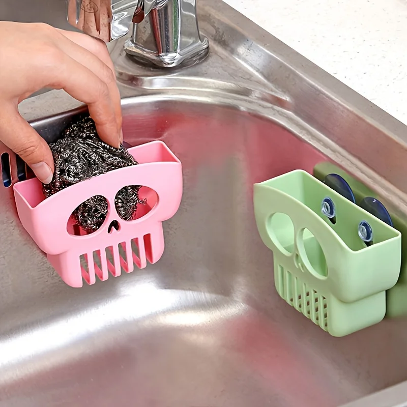 Estante de drenaje de esponja para lavavajillas de cocina creativo, estante de almacenamiento para fregadero con ventosa, estropajo montado en la pared, estante de almacenamiento de tela