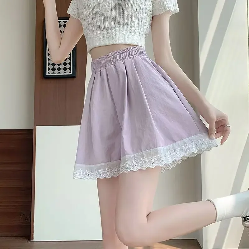 女性のショーツスポーツ弾性ウエストフィットネススポーツジム女性ショートパンツランニングワイドブラック高美的新 Y2k 原宿