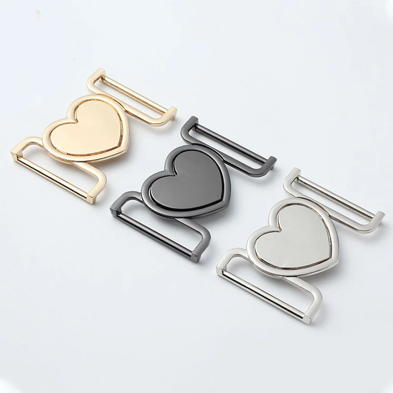 Heart Buckle For Belt Gold Sliver Black Decorative Buckle Fastener for Coats Waist Belt Leather Craft Backpack Strap Webbing