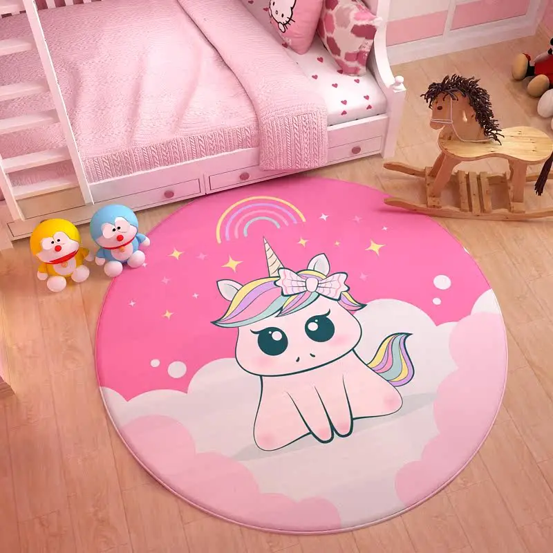 

Anime rug cartoon unicorn cute pink bedroom bedside bay window mat entrance hall mat girl princess room photo carpet