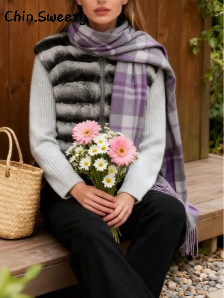 

Шикарное шерстяное пальто контрастного цвета из искусственного меха в стиле пэчворк с воротником-стойкой и длинными рукавами на молнии, утепленная куртка 2025 года, зимняя женская теплая верхняя одежда