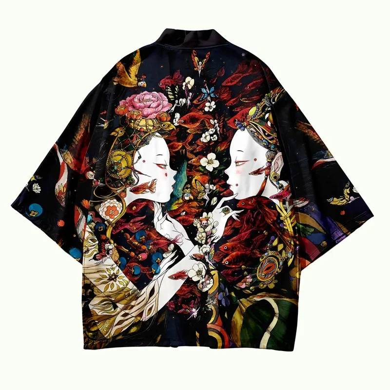 Japanese Kimono Traditional Chinese Dress Qipao Kimono Cardigan Men Haori Asian Clothes Japanese Streetwear Women Yukata 12810