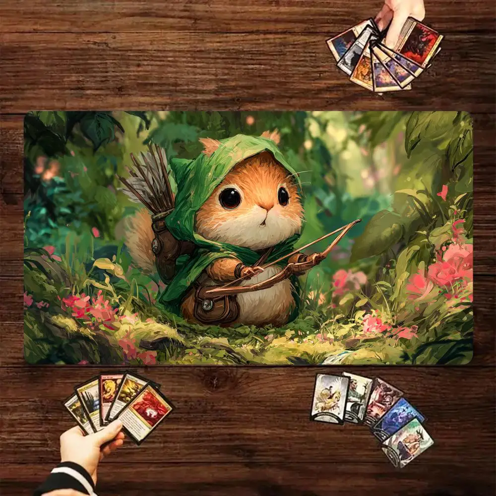 Hooded Squirrel Archer Magic Card Battle Mat TCG Playmat Anti-slip Base 35X60CM gathering gaming mats Board Game Mat for TCG