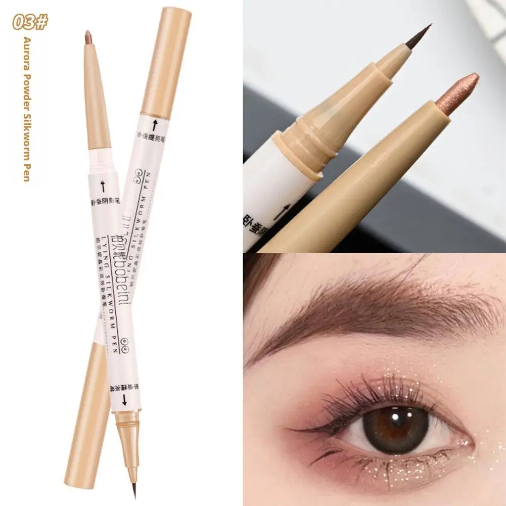 Double-headed Glitter Eyeshadow Pen Pearlescent Matte Diamond Eyeliner Pen Waterproof Highlight Brighten Silkworm Makeup