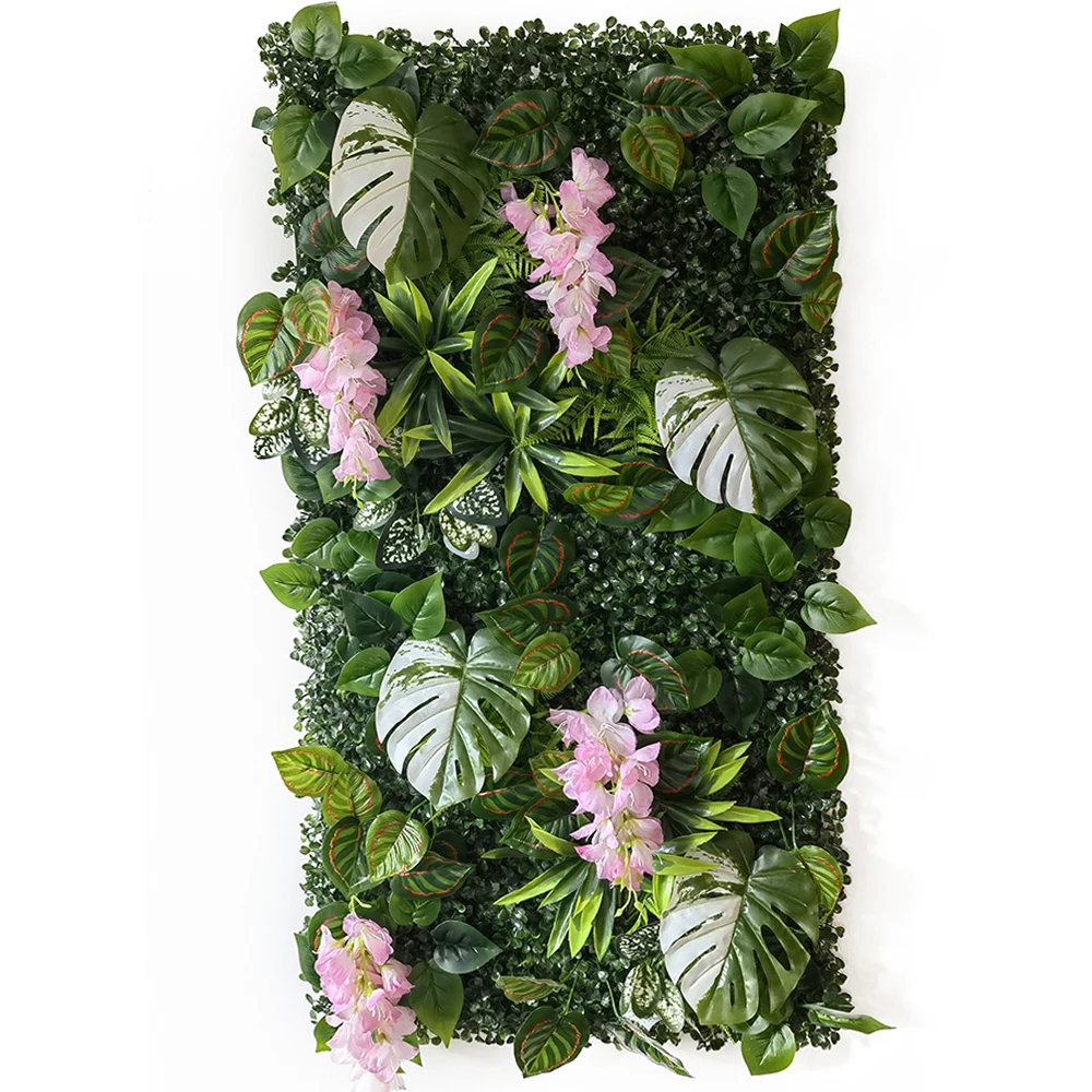 50 * 100CM New Artificial Plant Grass Wall Panel Turtle Back Green Plant Background Wall Suitable for Outdoor Garden Hotel Decor