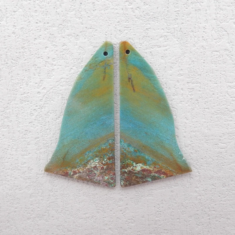 

Chrysocolla Triang Earring Beads for Jewelry Making, Handmade Natural stones beads, Polished Stones for jewelry Making Supplies