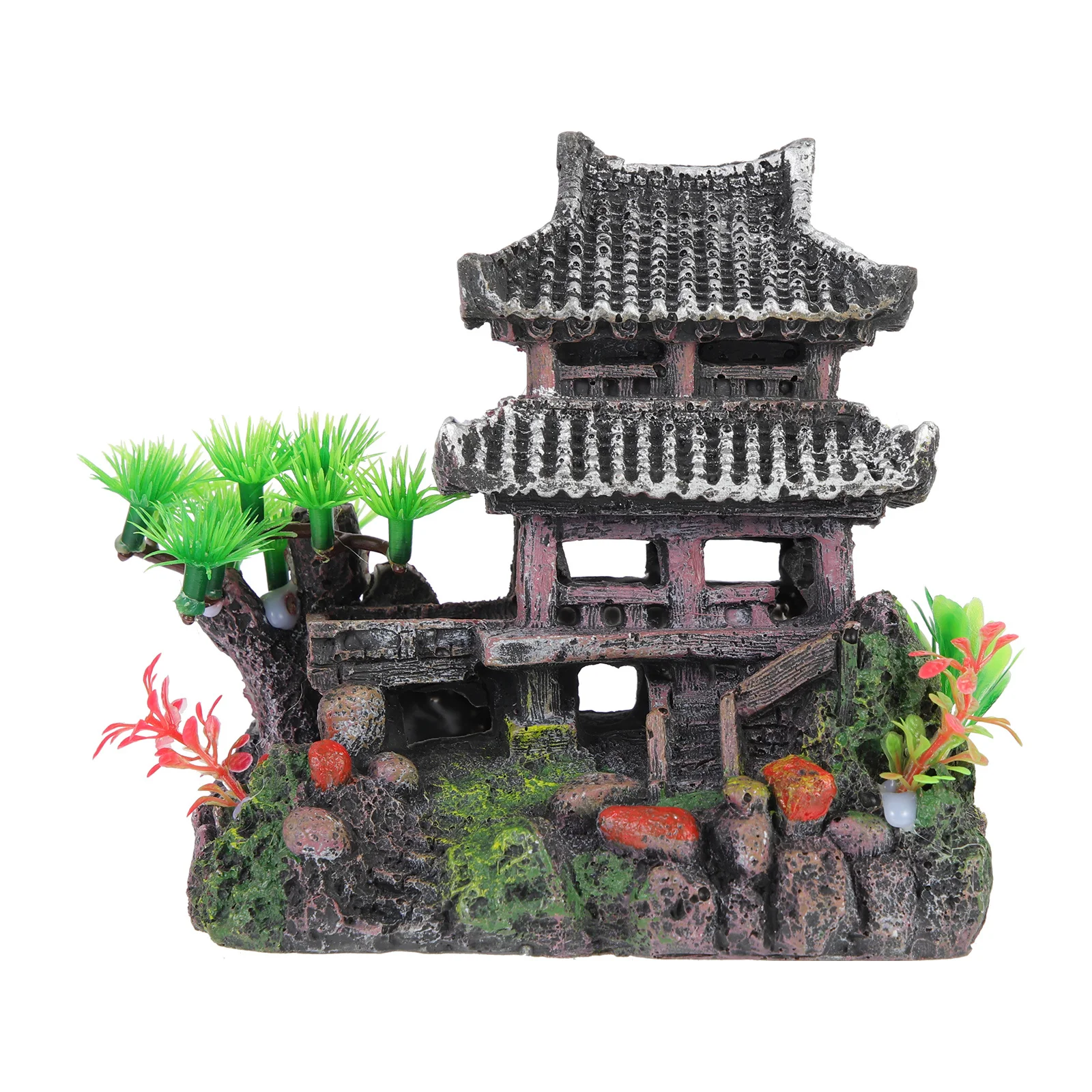 

Resin House Ornament for Fish Tank Aquarium Decoration Hideaway Cave Lifelike Craft Non-Deform Waterproof Design Creative