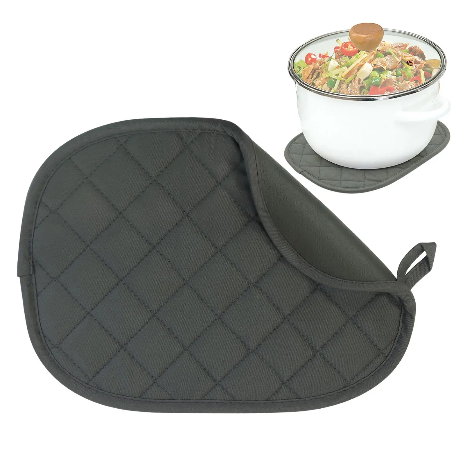Kitchen Pot Holders 30x22.4cm Non Slip Heat Resistant Thick Mat Silicone Bottom Pot Mat With Loop For Cookware Plate Bowl Pan