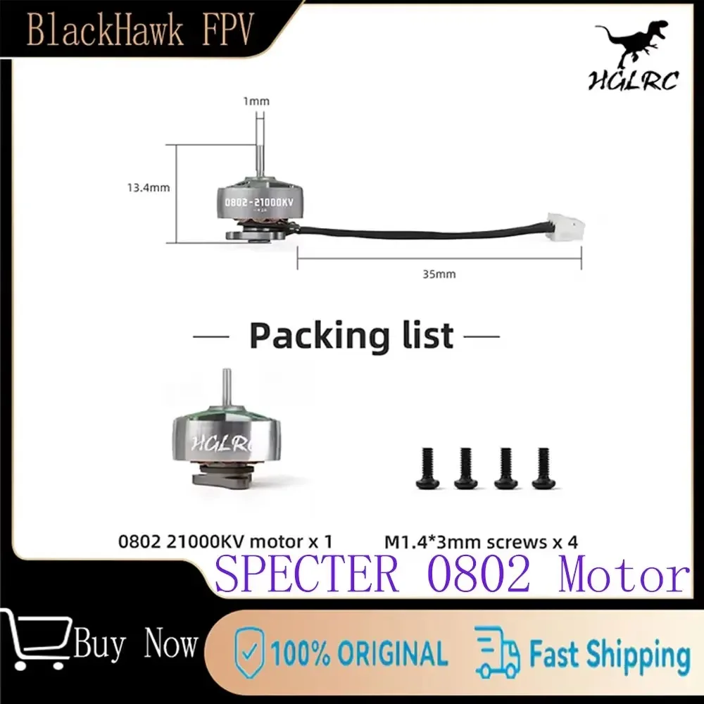 RoRus4PCS HGLRC SPECTER 0802 Brushless Motors 21000KV - 1S Lipo, 31/41mm Props For 65-75mm Tinywhoop FPV Drones