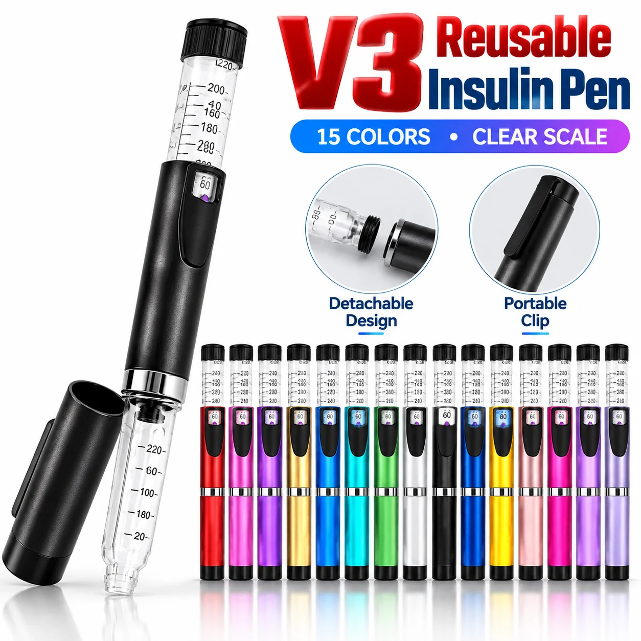 Stylo magique réutilisable V3, stylo injecteur de remplissage à atomisation en alliage, cartouche et flacon consommables dédiés, outil de dosage précis