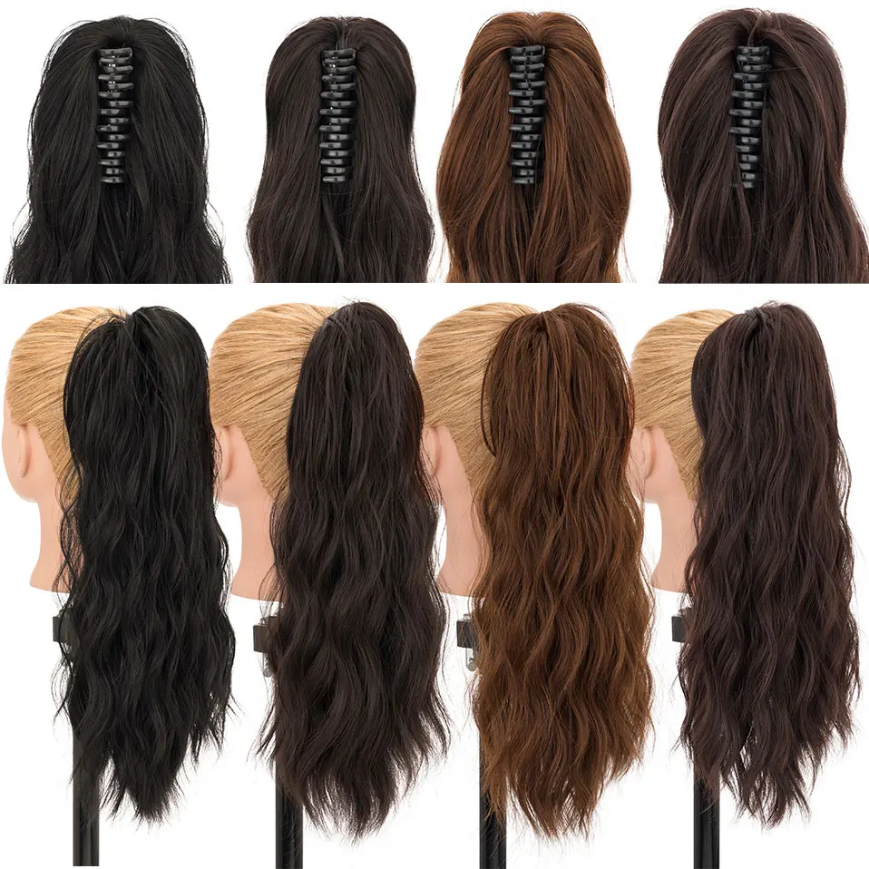 

Накладной хвост-шиньон на заколке 12/18/20 дюймов для женщин, синтетический, пышный, многослойный, волнистый, для создания прически хвоста