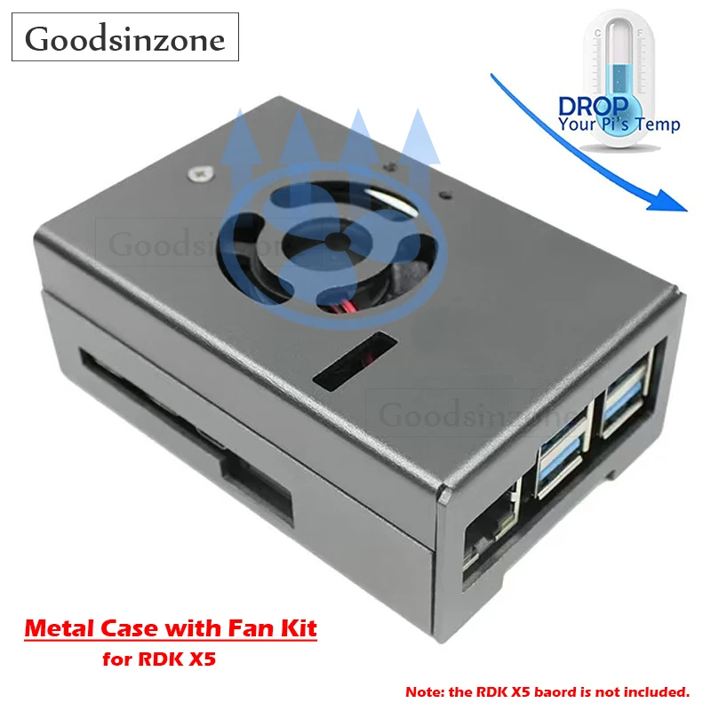 RDK X5 All-Metal Case with Fan Kit - Aluminum Protective Shell for D-Robotics RDK X5 Development Board