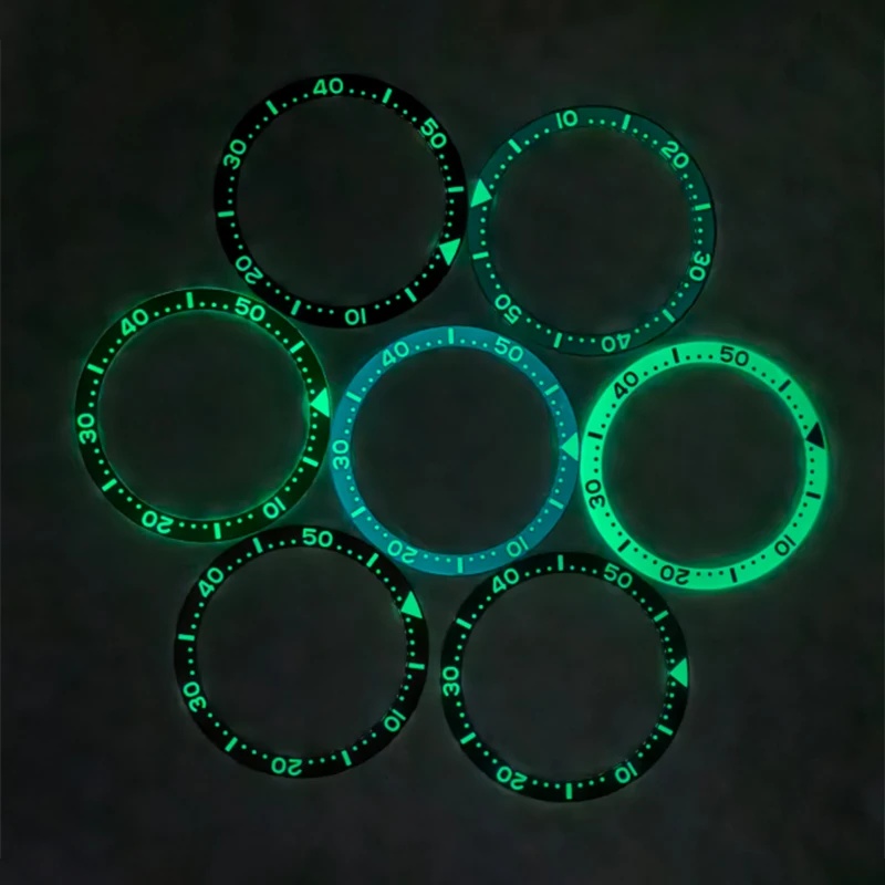 38mm×31.5mm Green Luminous Flat Acrylic Plastic Bezel Insert Rings For SKX007 Watch NH35 NH36 Movement Watch Refit Part