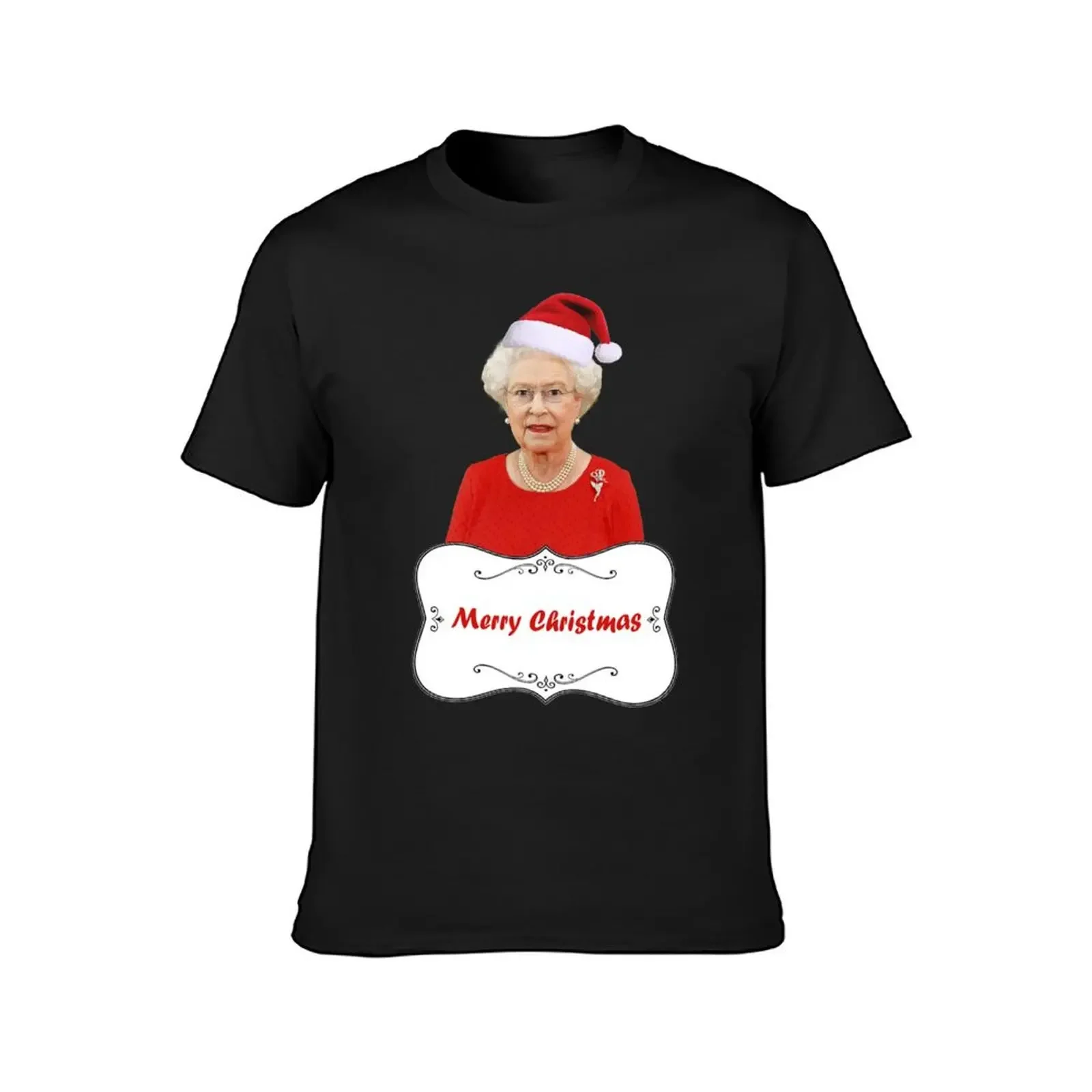 Queen Eizabeth II Merry Christmas T-Shirt sweat korean fashion hippie clothes mens vintage t shirts