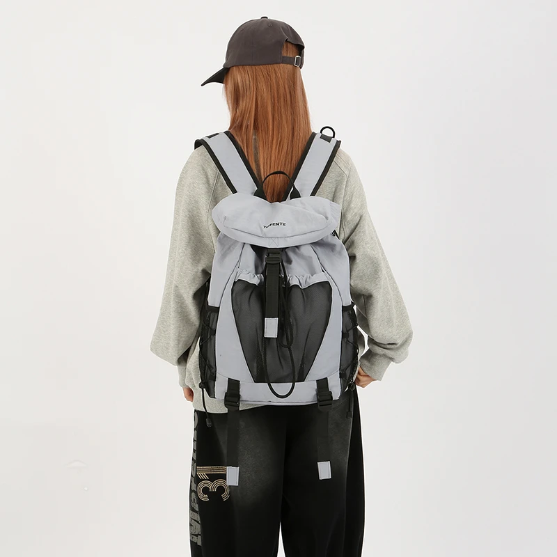 

Patchwork Nylon Outdoor Backpack Unisex Simple High-Capacity String Backpacks Casual Lightweight Book Bag for College Students