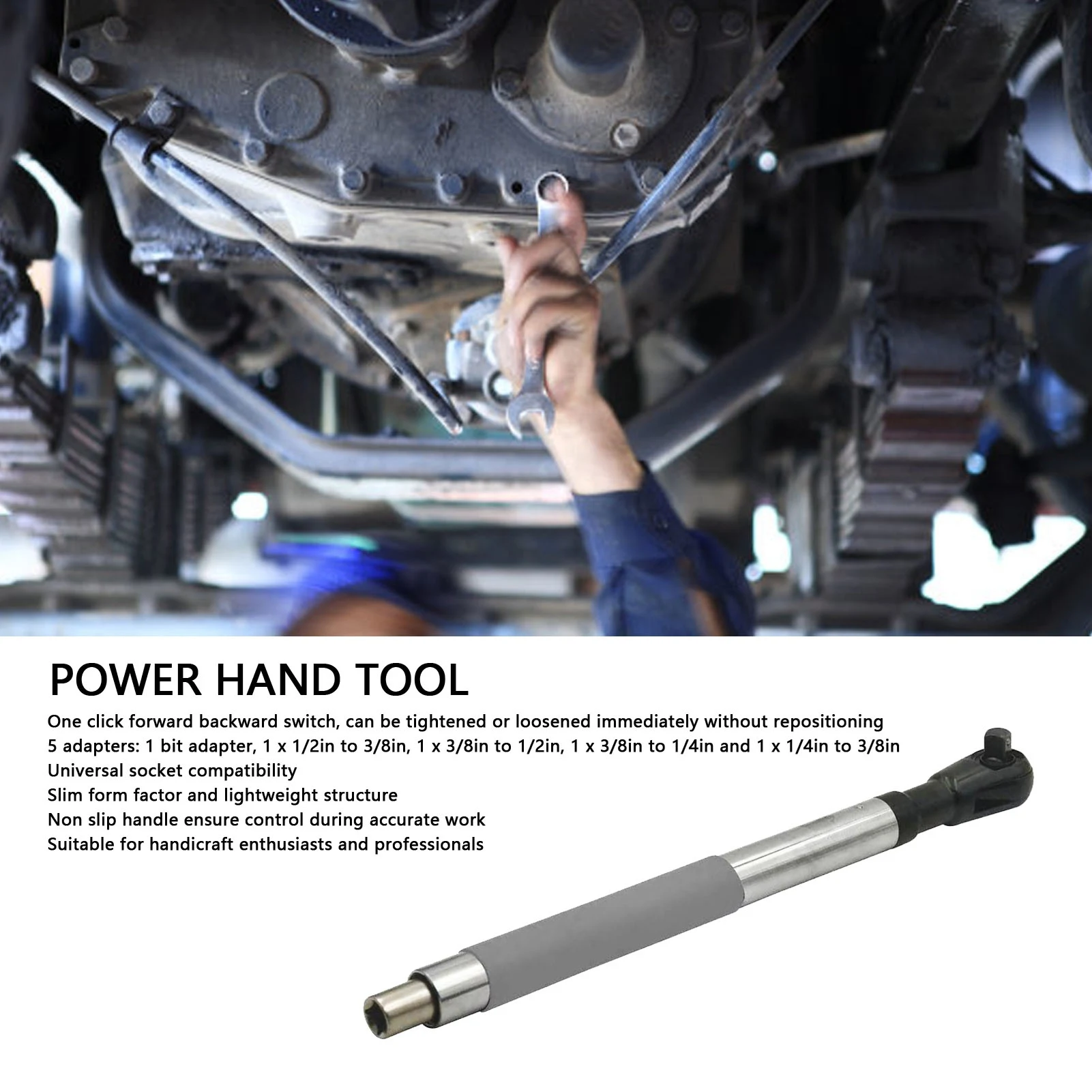 

Power Hand Tool Offset Extension Wrench Electric Ratchet Chain Drive Extender Compatible with 1/2in Sockets