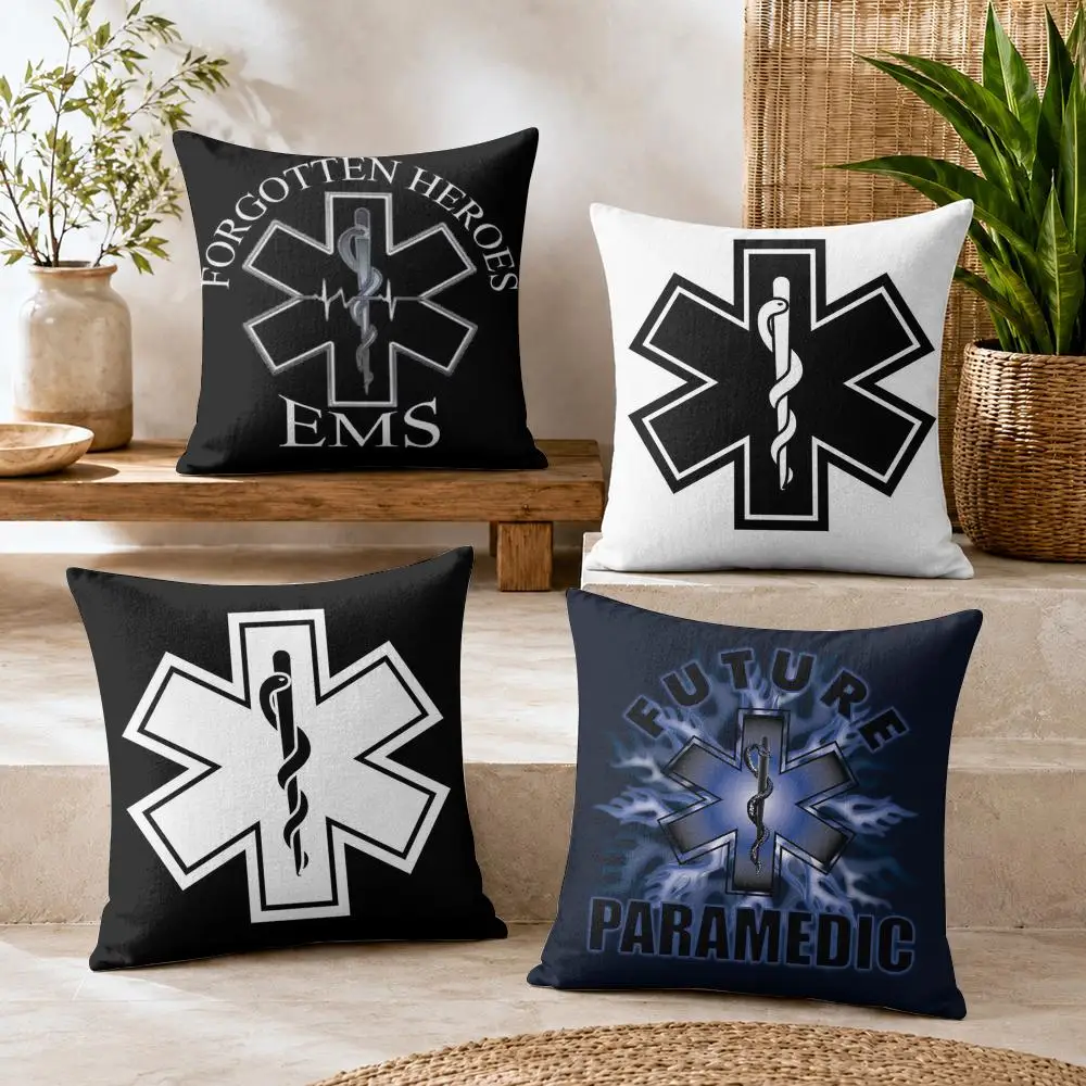 E-EMT EMS Ambulance Cushion Cover Soft Short Plush Double-Sided Printing Home Decor Cozy Sofa Pillow Case Fine Gift