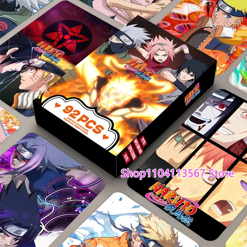 92 pièces/ensemble cartes Flash Laser Naruto originales Uzumaki Uchiha Sasuke Collection d'anime cartes rares boîte cartes Lomo pour enfants cadeau