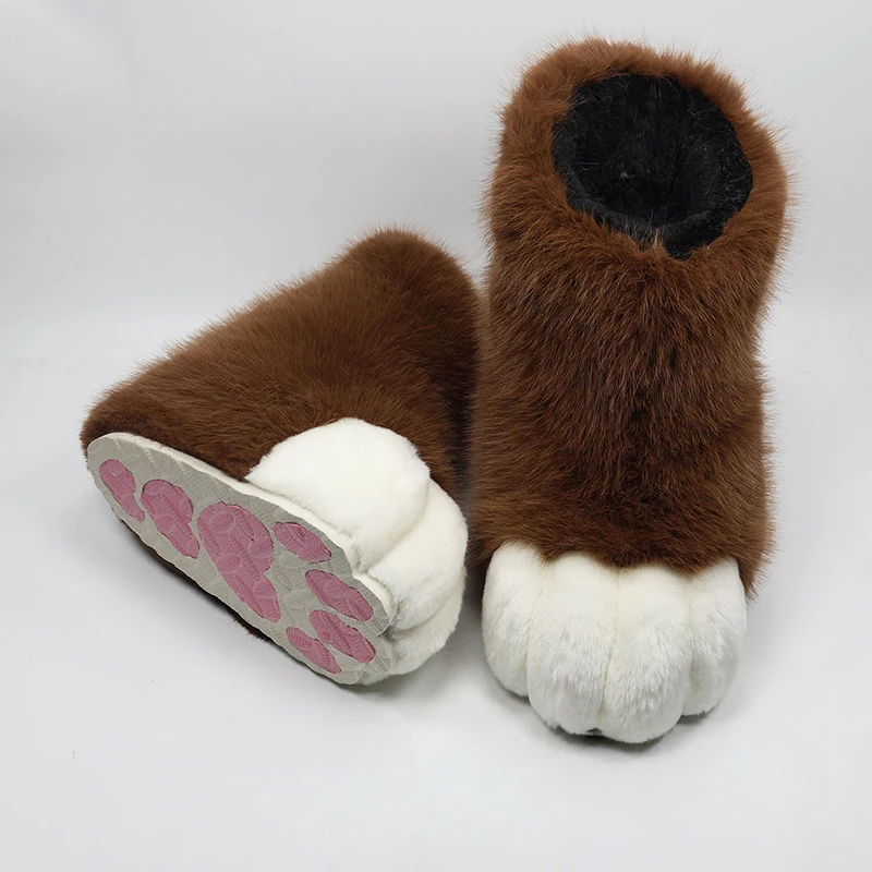 Harige Kat Poot Schoenen Pluizige Laarzen Meisjes Schoenen Beest Poot Schattig Pluche Kig Fursuit Dierenvoet Sokken Anime Party Cosplay Kostuum