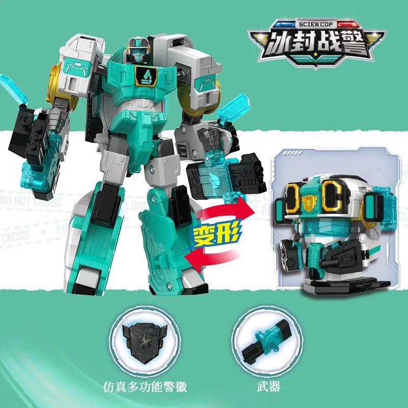 MiniForce Super Cops Scien JET Marine Cop Transformation Robot Head Badge Model Mini Force Deformationrmation Action Figure Toys