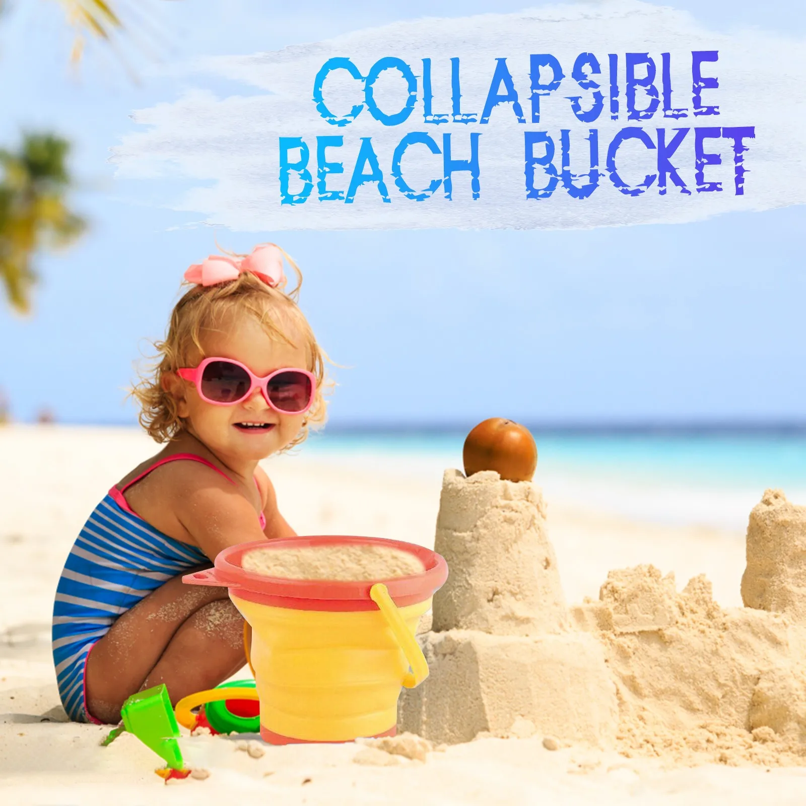 Beach Toys Travel Bucket Shovel Sand Bucket Sandbox Square Summer Party Foldable Bucket Bucket Silicone Foldable Bucket Children