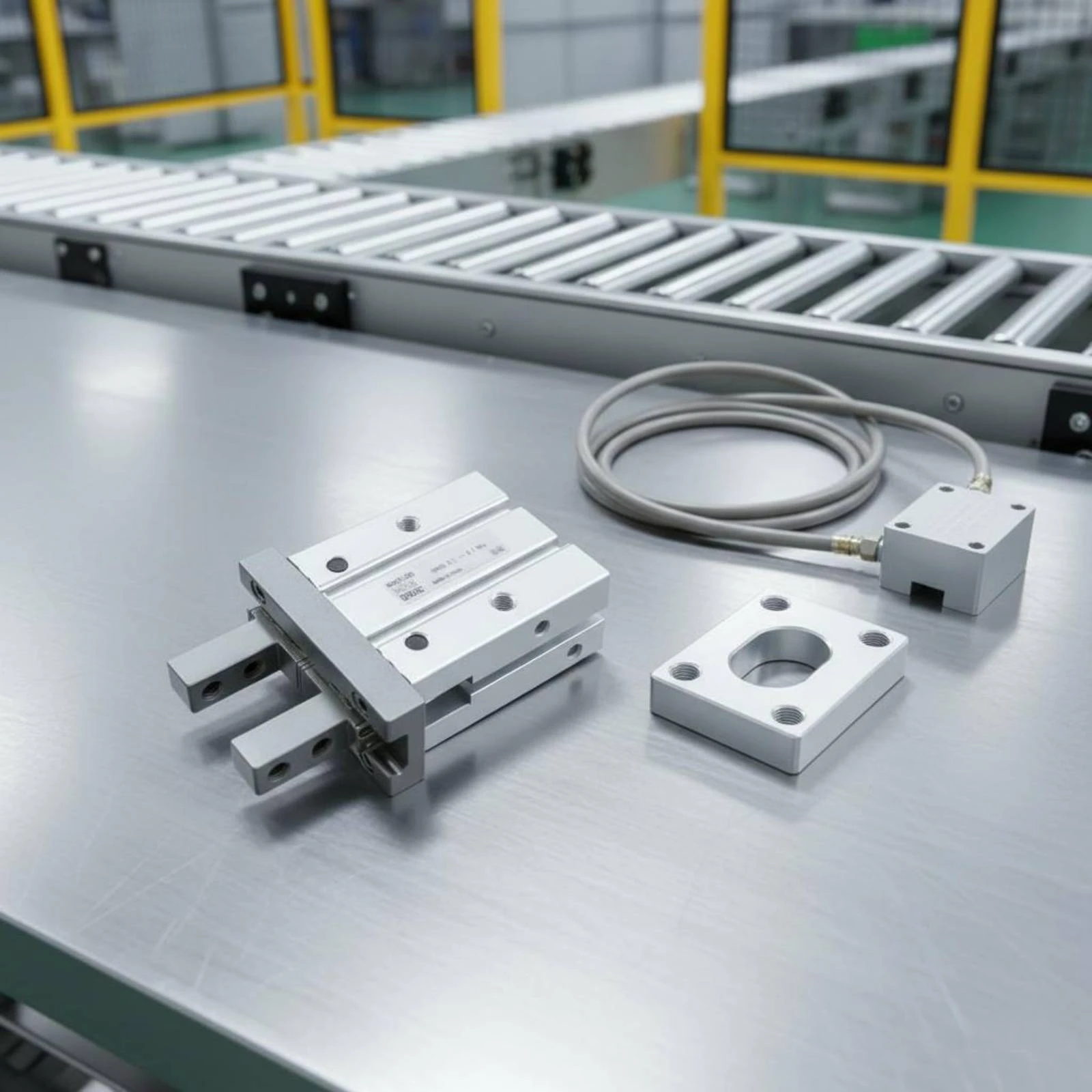 Pneumatic Finger Cylinder Stainless Steel Gripping Surfaces Pneumatic Parallel Gripper Finger Cylinder Gripper Magnet-Equipped view 3