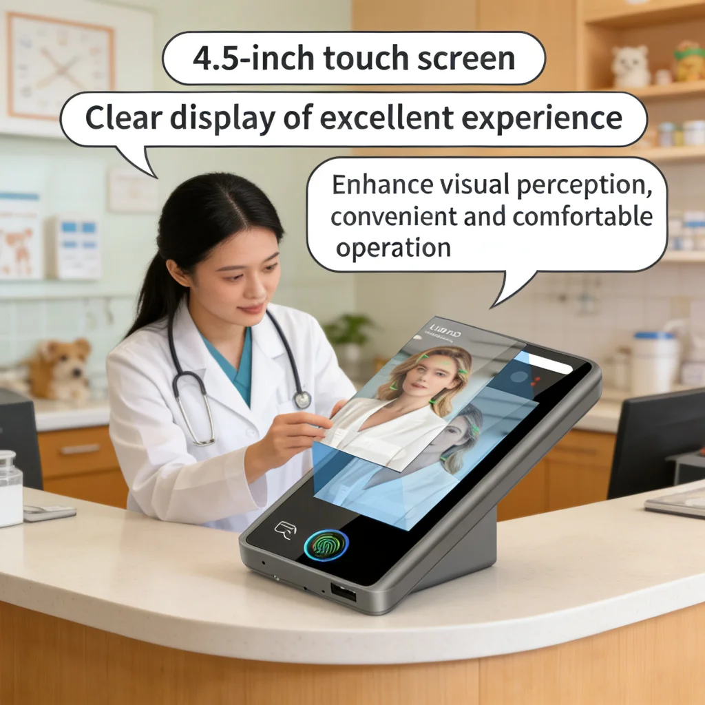 4.5-Inch Turnstile & Attendance Terminal with Face Recognition, RFID Reader & Biometric Unlock for Office Access Control