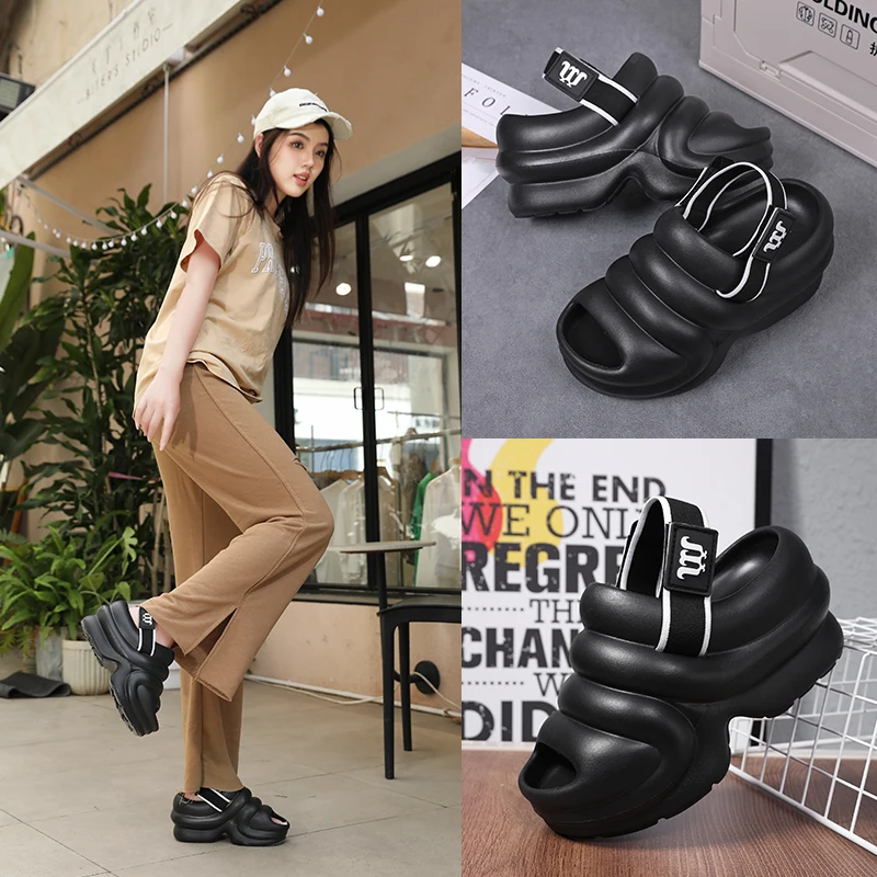 Summer Women Sandals Thick Bottom Home Slides Women Clogs Soft EVA Dry Wedges Platform Garden Shoes Beach Sandals Home Slippers