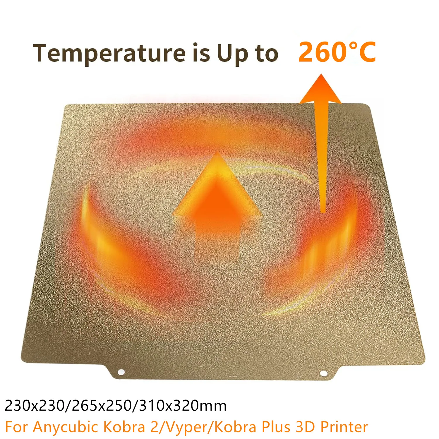 

PEI Sheet 230x230/265x250/310x320mm Spring Steel Build Plate Double Sided Textured Bed for Anycubic Kobra 2/ Vyper/Kobra Plus