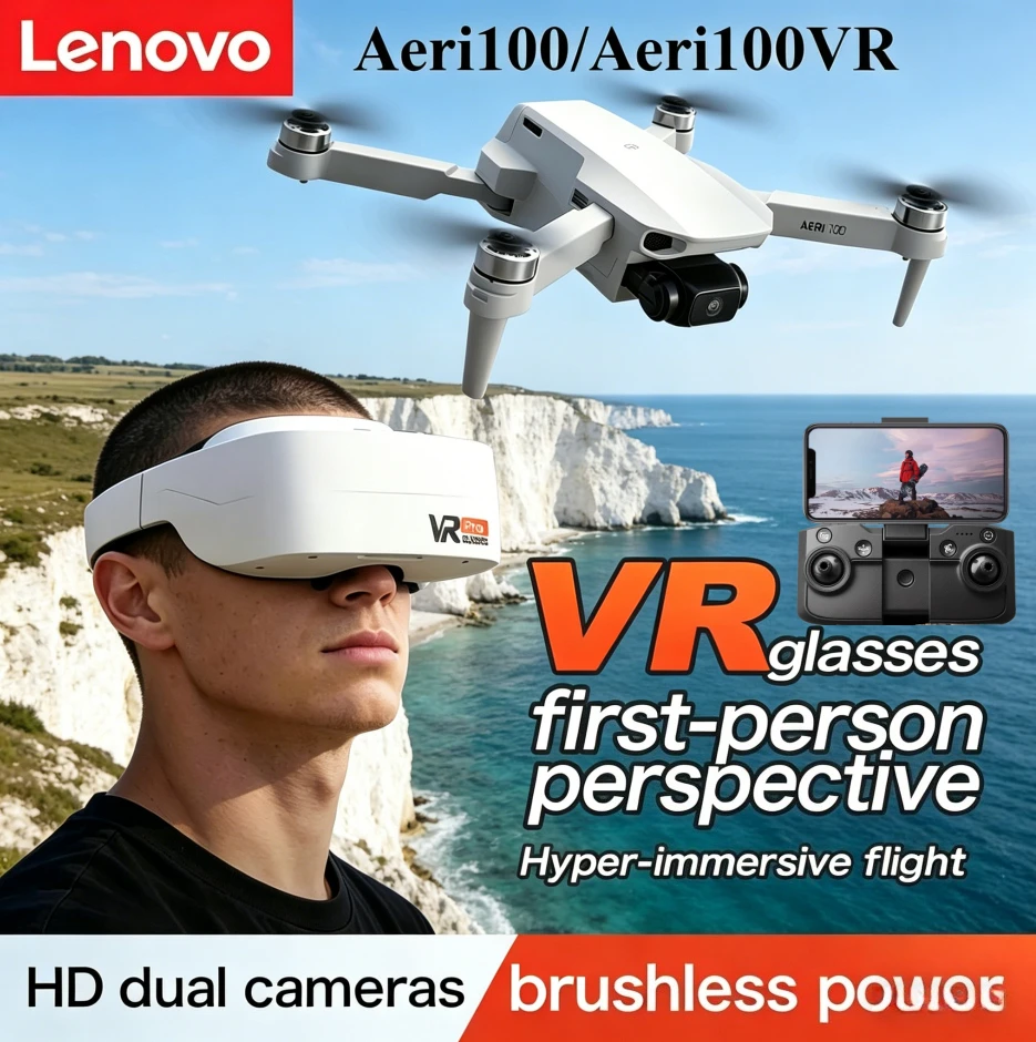 

Lenovo Aeri100/Aeri100VR Remote Control Drone 5G WIFI RC Dron Quadcopter Obstacle Avoidance 8K HD Dual Camera FPV Mini Dron Toys
