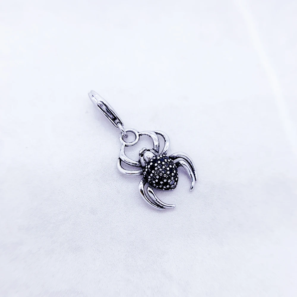 Spinne-Anhänger, baumelnd, Natur, hochwertiges 925er-Sterlingsilber, Vintage-Schmuck, Geschenk für Damen und Herren – Detail 4