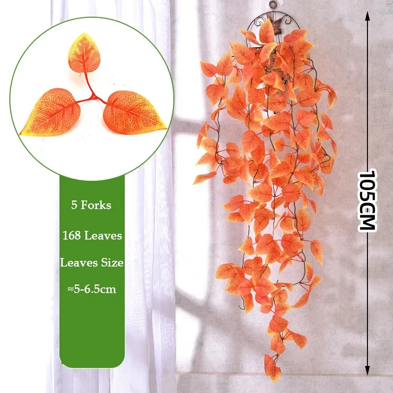 5 Forks Artificial Vines Plants Outdoor Plastic Creeper Green Ivy Wall Hanging Plants Branch For Home Garden Wedding Decor - view 6