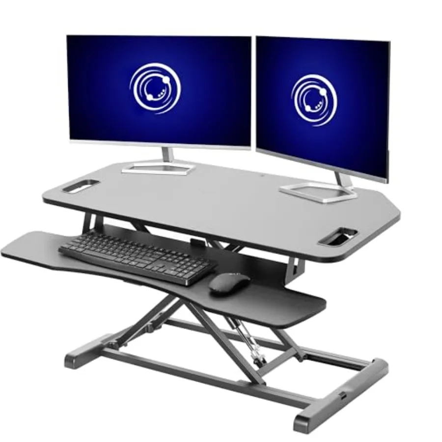 Black 38 in Corner Standing Desk Converter, DESK-V000KL