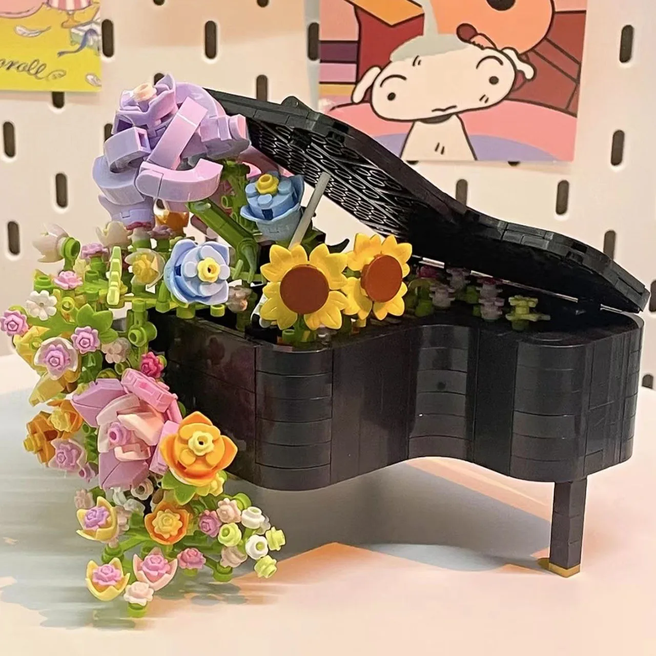 Mini ladrillos Piano flores eternas Bouque bloque de construcción planta instrumento Musical DIY juguete para niña regalo de Navidad