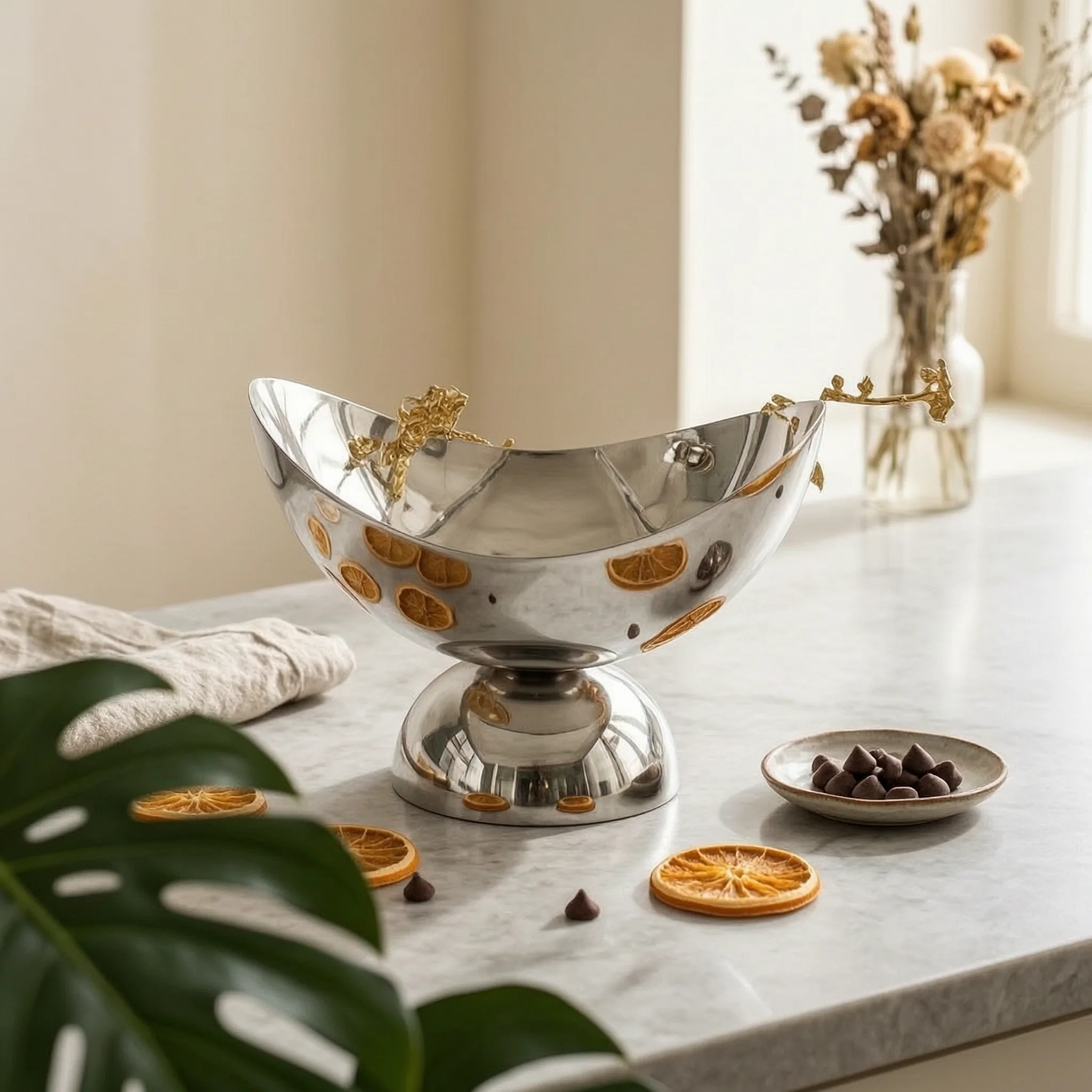 Pedestal Fruit Bowl Metal Fruit Tray Decorative Serving Bowl Lightweight Home Decor Modern Minimalist Design for Cafe